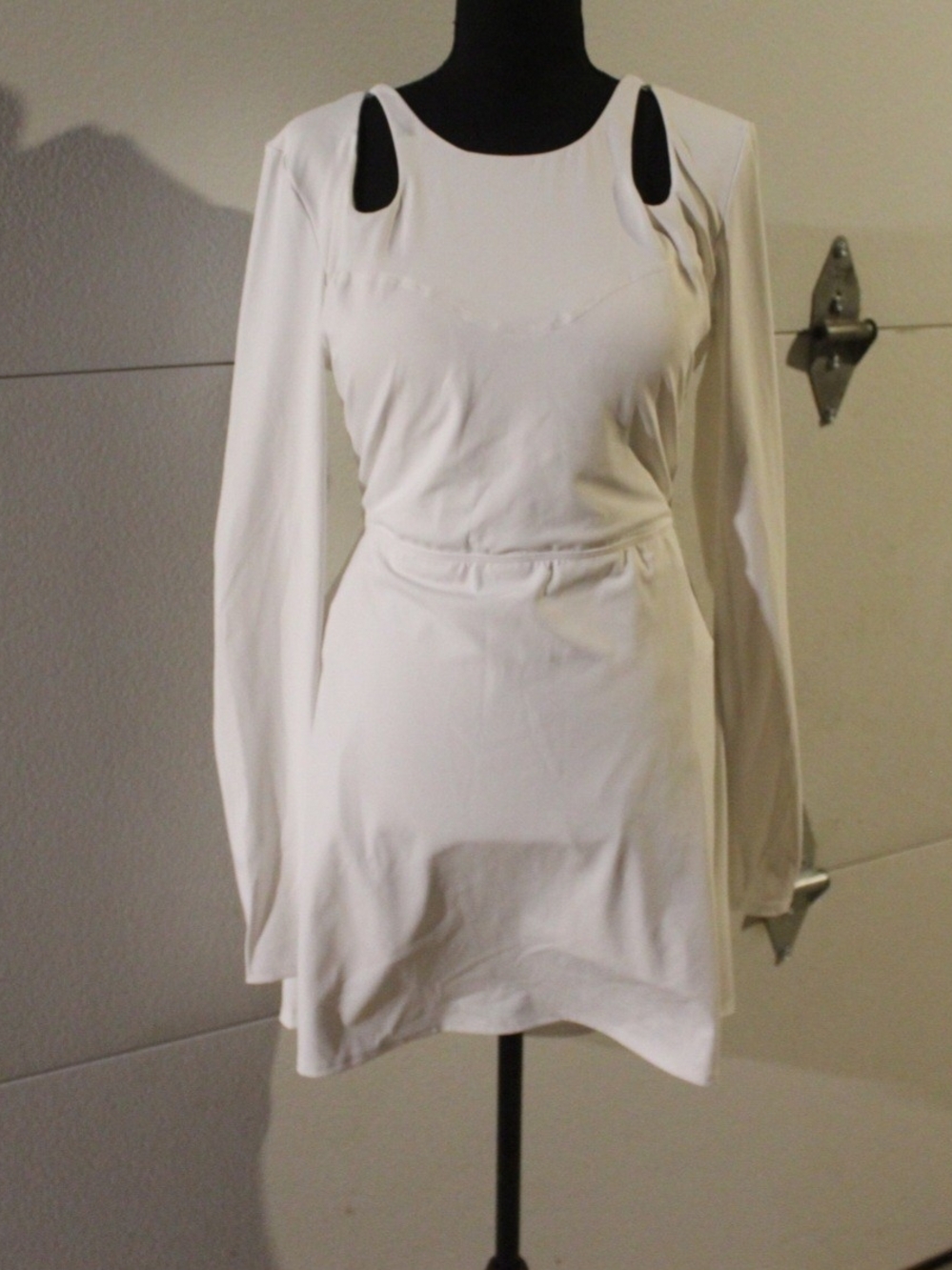 HALARA White Long-Sleeve Cutout Mini Dress